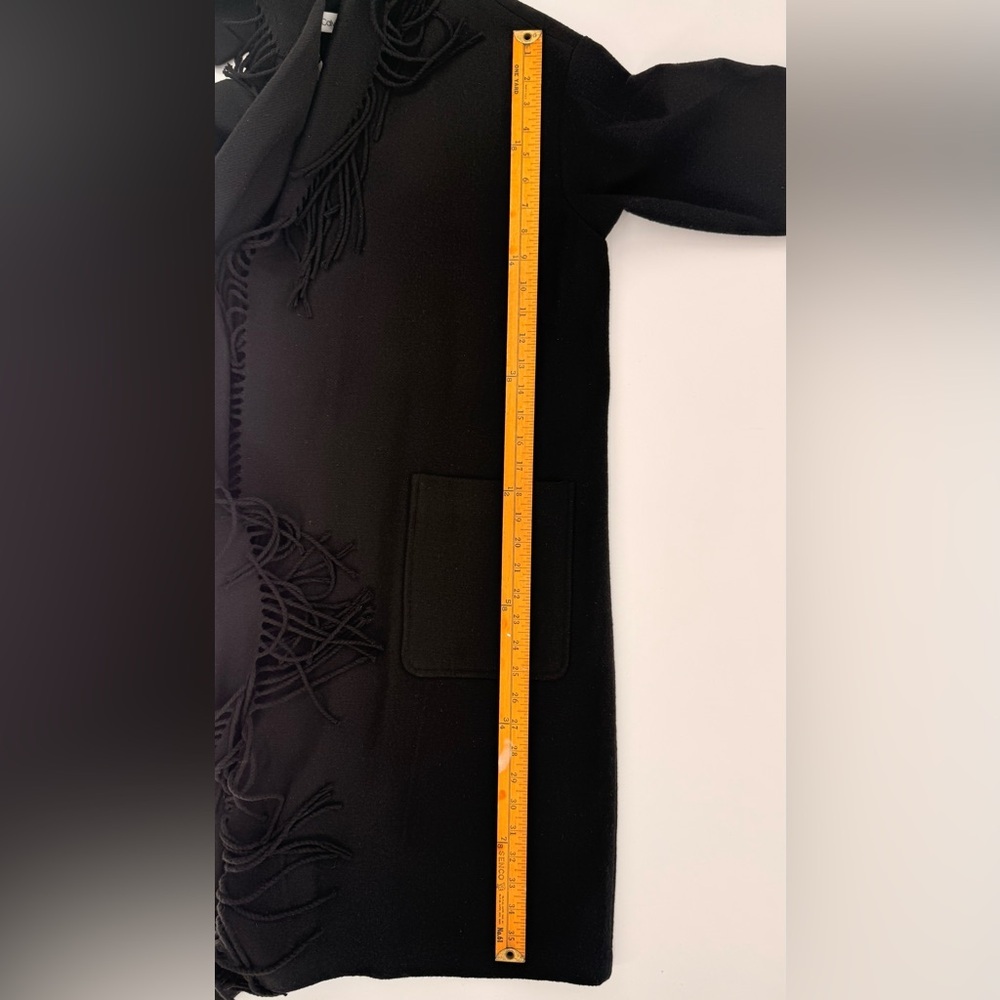 NWT Calvin Klein Wool Blend Black Oversized Cardigan with Fringe Size S - Picture 8 of 8